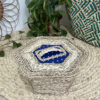 Hexagonal Woven Storage Basket - Natural Straw with Lid