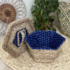 Hexagonal Woven Storage Basket - Natural Straw with Lid