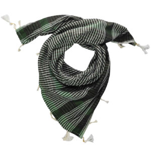 Lightweight Green Keffiyeh Scarf – Traditional Striped Arabic Headwrap