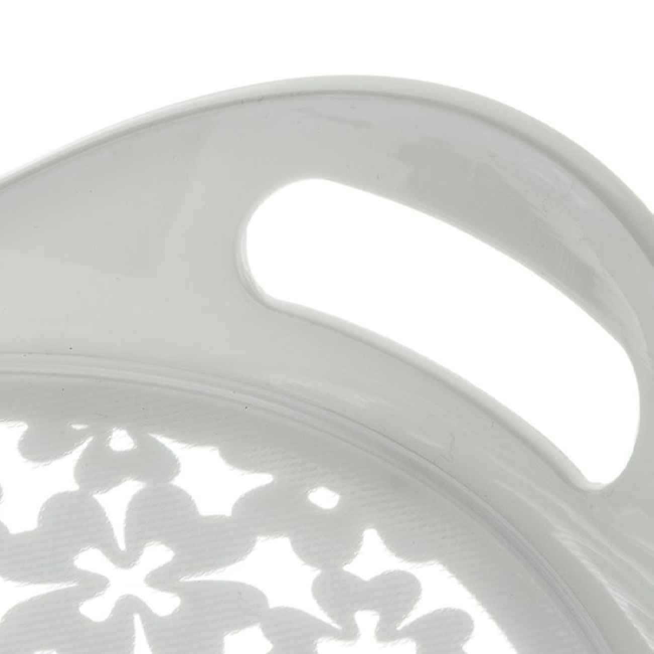 Casual Rectangular Melamine Serving Tray – Floral White & Gray Tray