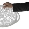Casual Rectangular Melamine Serving Tray - Floral White & Gray Tray