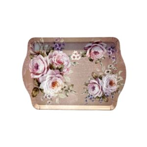 Lightweight Melamine Serving Tray – Rectangular Floral Salmon Tray