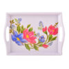 Durable Melamine Serving Tray - Rectangular Floral Tray with Handle