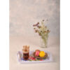 Durable Melamine Serving Tray - Rectangular Floral Tray with Handle