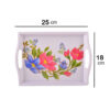 Durable Melamine Serving Tray - Rectangular Floral Tray with Handle