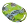 Lightweight Melamine Serving Tray - Oval Marble Design Tray with Handle