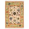 Hand-Knotted Persian Kashmar Rug (All-over Floral Bordered Pattern) - Cream Wool