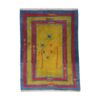Original Handwoven Persian Pictorial Gabbeh Rug - Abstract Floral Yellow Wool
