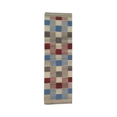 Original Checkered Cream Kilim Rug - Handwoven Authentic Persian Wool