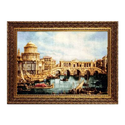 Hand-Knotted Persian Pictorial Wall Hanging Rug – Venice Scene, Tabriz