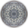 Hand-Knotted Persian Naein Rug (Traditional Floral Medallion) - Cream Wool