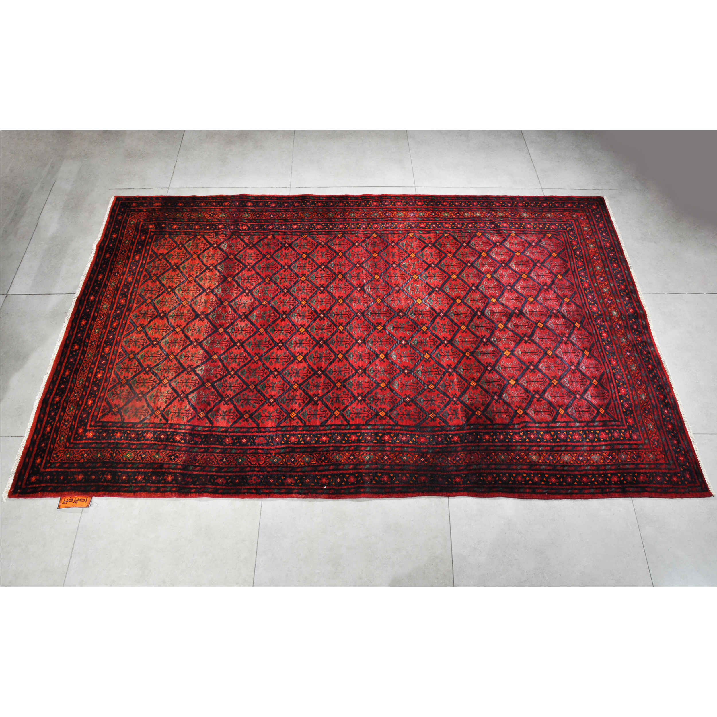 Hand-Knotted Persian Sirjan Tribal Rug (All-over Geometric Pattern) – Burgundy Red Wool