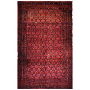 Hand-Knotted Persian Sirjan Tribal Rug (All-over Geometric Pattern) – Burgundy Red Wool