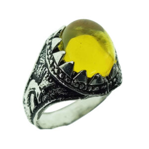Persian Yellow Citrine Silver Ring for Men Elegance