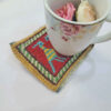 Handwoven Persian Kilim Coaster – Hoopoe Bird Design, Square Wool