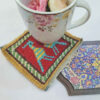 Handwoven Persian Kilim Coaster – Hoopoe Bird Design, Square Wool
