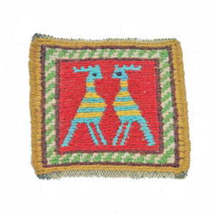 Handwoven Persian Kilim Coaster – Hoopoe Bird Design, Square Wool