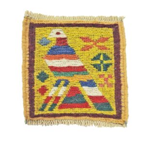 Persian Kilim Coaster – Pigeon Pattern, Handwoven Wool Square for Table Decor
