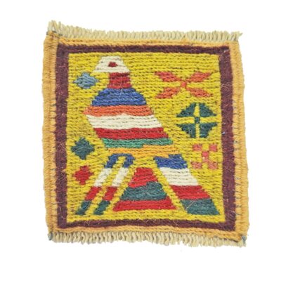 Persian Kilim Coaster – Pigeon Pattern, Handwoven Wool Square for Table Decor