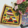 Persian Kilim Coaster – Pigeon Pattern, Handwoven Wool Square for Table Decor