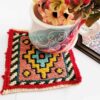 Handwoven Persian Kilim Coaster – Diamond Yellow Design, Square Wool
