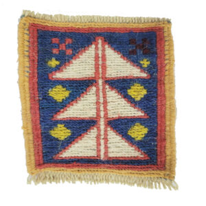 Persian Kilim Coaster – Pine Tree Design, Handwoven Wool Square Botanical