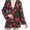 Persian Embroidered Women's Manto with Floral Design
