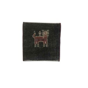 Genuine Handwoven Persian Lion Motif Gabbeh Rug – Black Wool