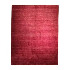 Genuine Handwoven Persian Minimalist Gabbeh Rug – Solid Crimson Red Wool