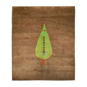 Genuine Handwoven Persian Tree of Life Gabbeh Rug – Brown Wool