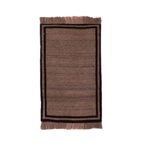 Handwoven Persian Minimalist Gabbeh Rug – Bordered Brown Wool