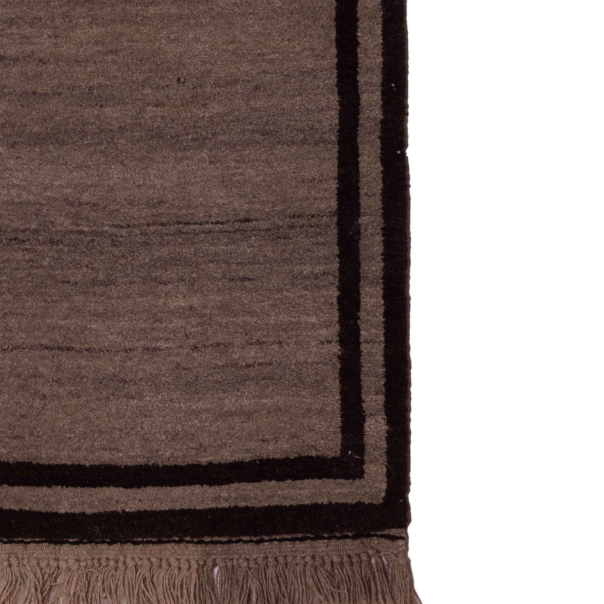 Handwoven Persian Minimalist Gabbeh Rug – Bordered Brown Wool