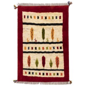 Genuine Handwoven Persian Tree of Life Gabbeh Rug – Cream Wool