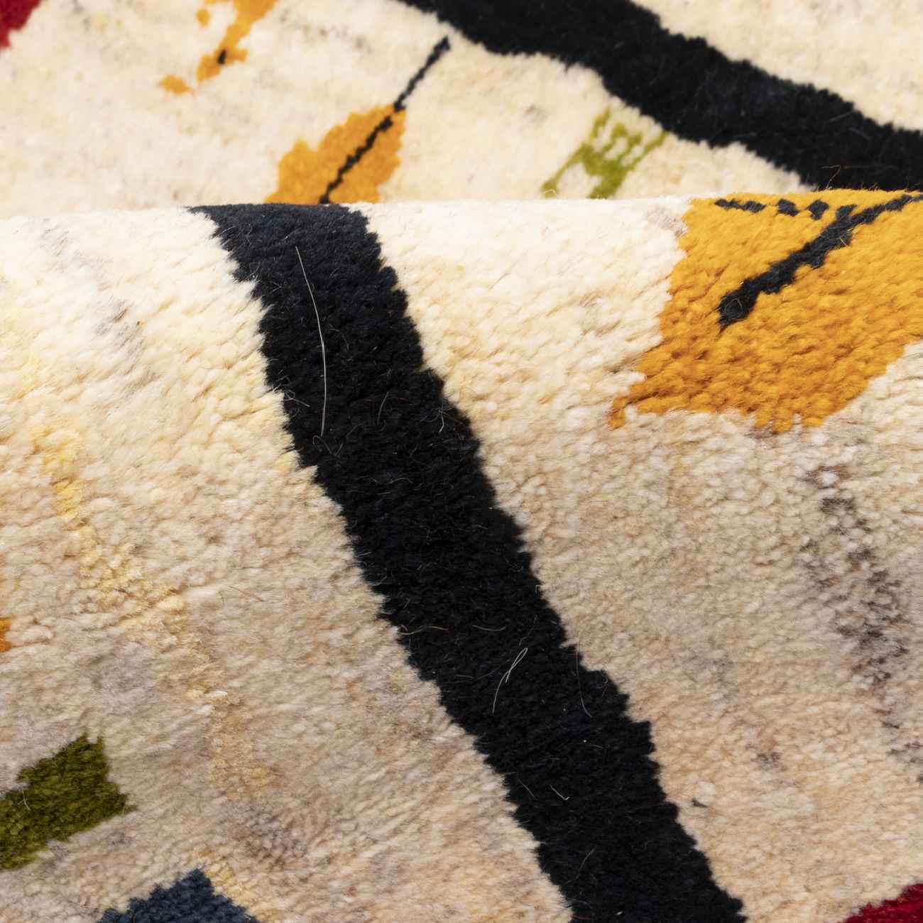 Genuine Handwoven Persian Tree of Life Gabbeh Rug – Cream Wool