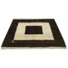 Genuine Handwoven Persian Minimalist Gabbeh Rug - Bordered Cream & Brown Wool