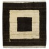 Genuine Handwoven Persian Minimalist Gabbeh Rug - Bordered Cream & Brown Wool