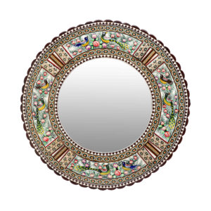 Persian Wooden Mirror Frame – Khatamkari Sparrow & Floral Design