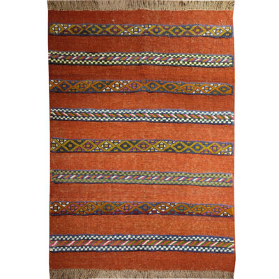 Striped Fars Kilim Rug - Traditional Handwoven Persian Wool Style