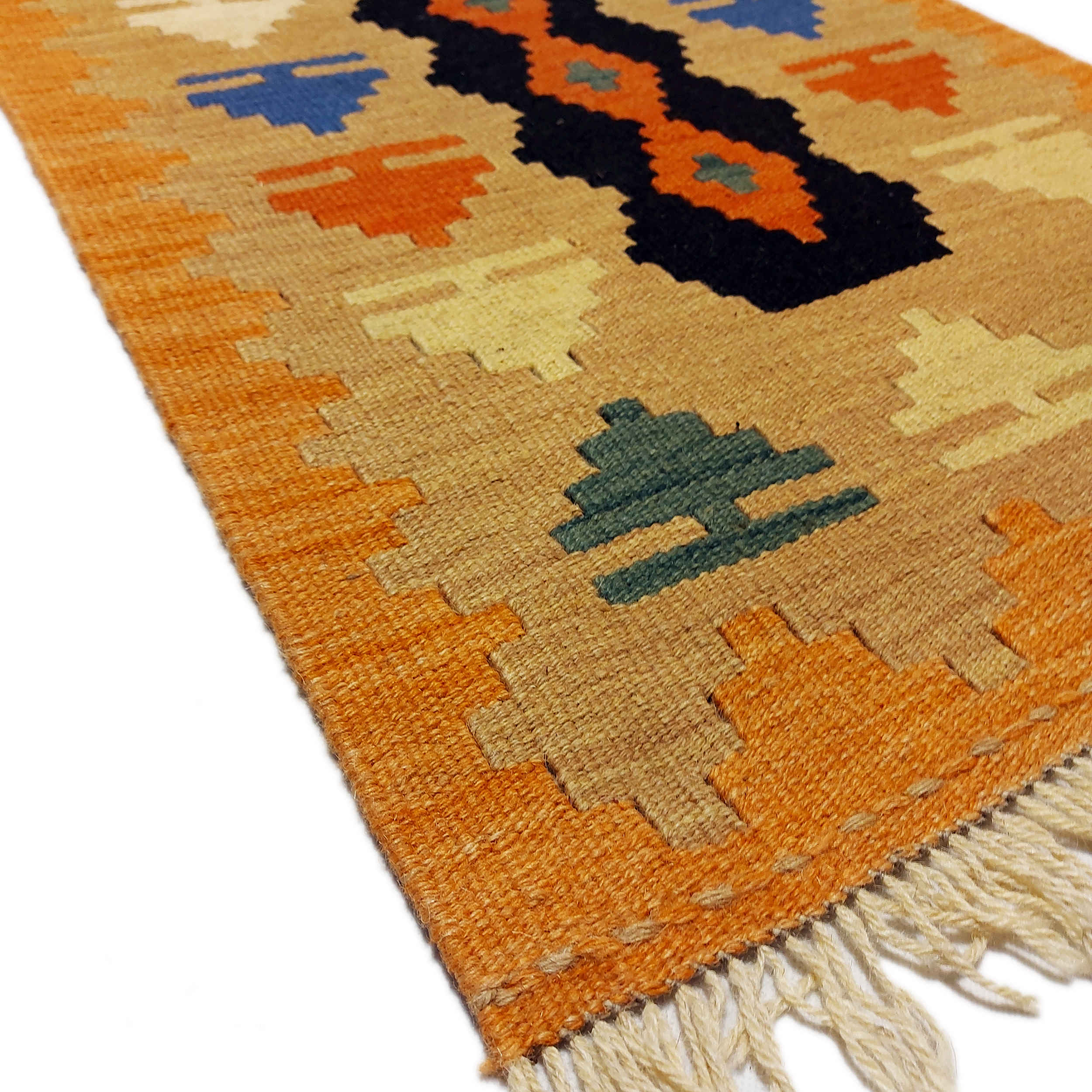 Orange Geometric Kilim Rug from Fars – Authentic Handwoven Persian Wool