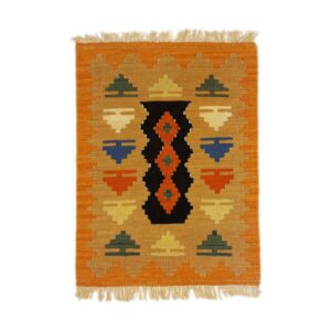 Orange Geometric Kilim Rug from Fars – Authentic Handwoven Persian Wool