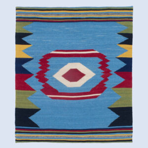 Blue Geometric Kilim Rug – Handwoven Authentic Persian Wool Craft