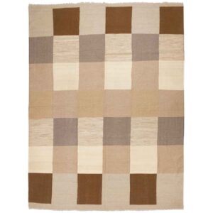 Brown Checkered Kilim Rug from Fars – Handwoven Persian Wool