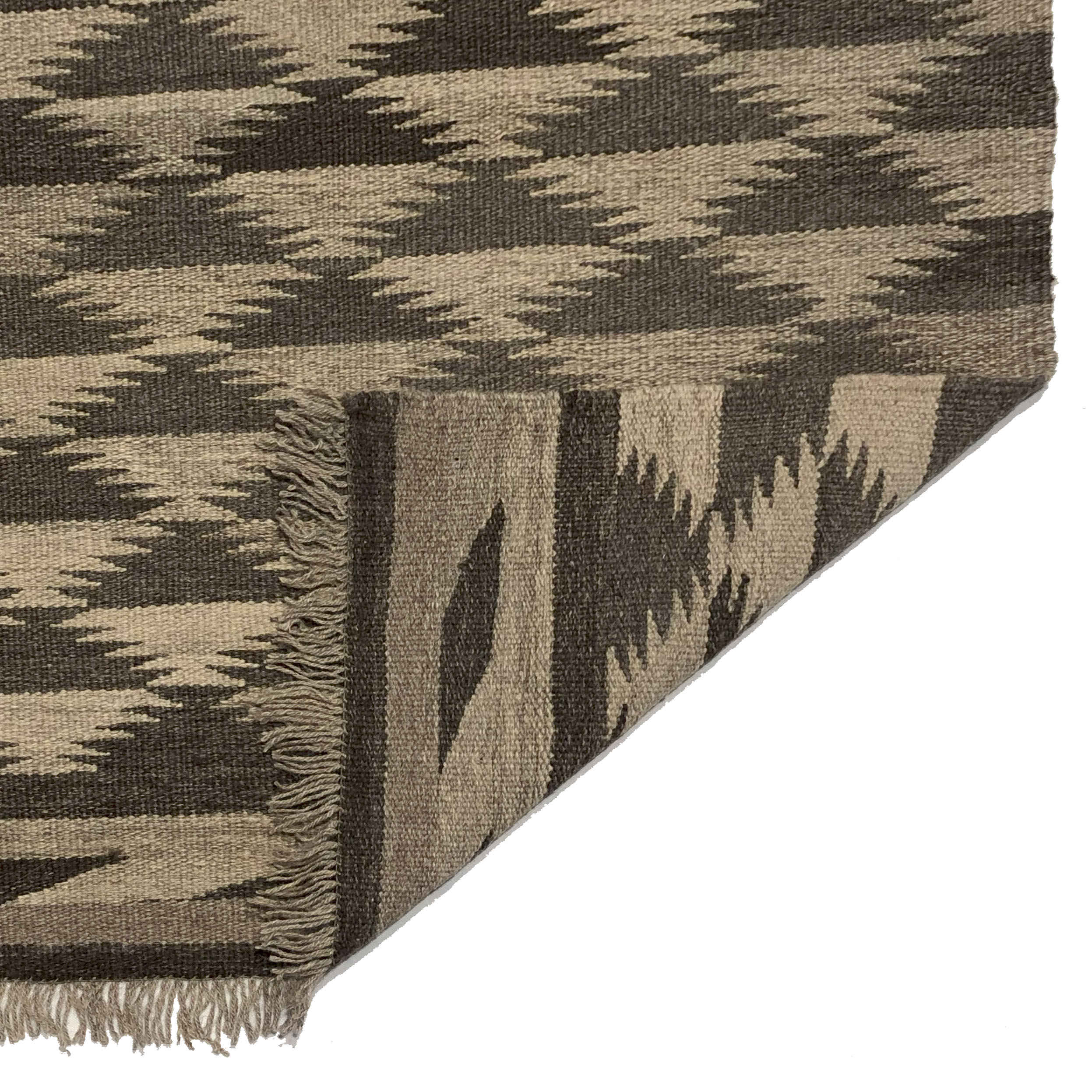 Shiraz Geometric Kilim Rug in Brown – Genuine Handwoven Persian Wool