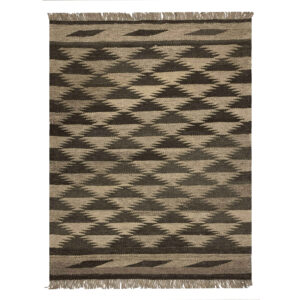 Shiraz Geometric Kilim Rug in Brown – Genuine Handwoven Persian Wool
