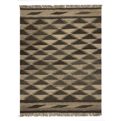 Shiraz Geometric Kilim Rug in Brown - Genuine Handwoven Persian Wool