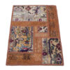 Vintage Persian Hand-Knotted Patchwork Carpet Geometric Brown