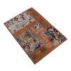 Vintage Persian Hand-Knotted Patchwork Carpet Geometric Brown