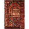 Vintage Persian Hand-Knotted Patchwork Carpet Geometric Red