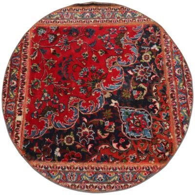 Vintage Persian Hand-Knotted Patchwork Carpet Floral Red