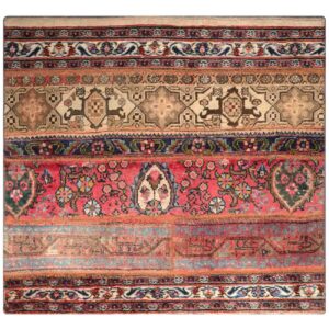 Vintage Persian Hand-Knotted Patchwork Carpet Striped